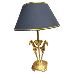 1970’s Double Headed Horse Equestrian Brass Table Lamp