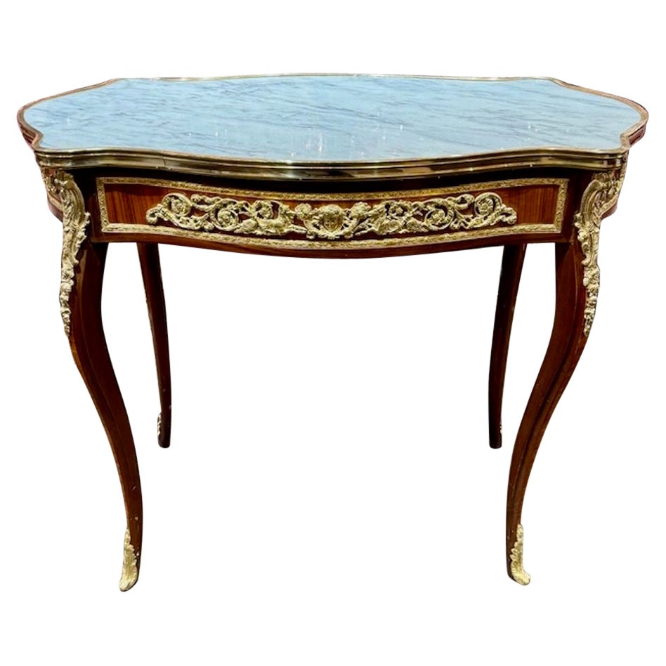 Louis XV Mahogany and Gilt Bronze Table For Sale