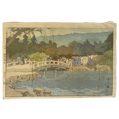 Hiroshi Yoshida Signed Japanese Woodblock Print Maruyama Park in Kyoto, Jizuri