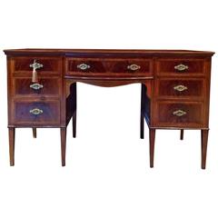 Antique Writing Table Edwardian Mahogany Inlaid Desk, Early 20th Century