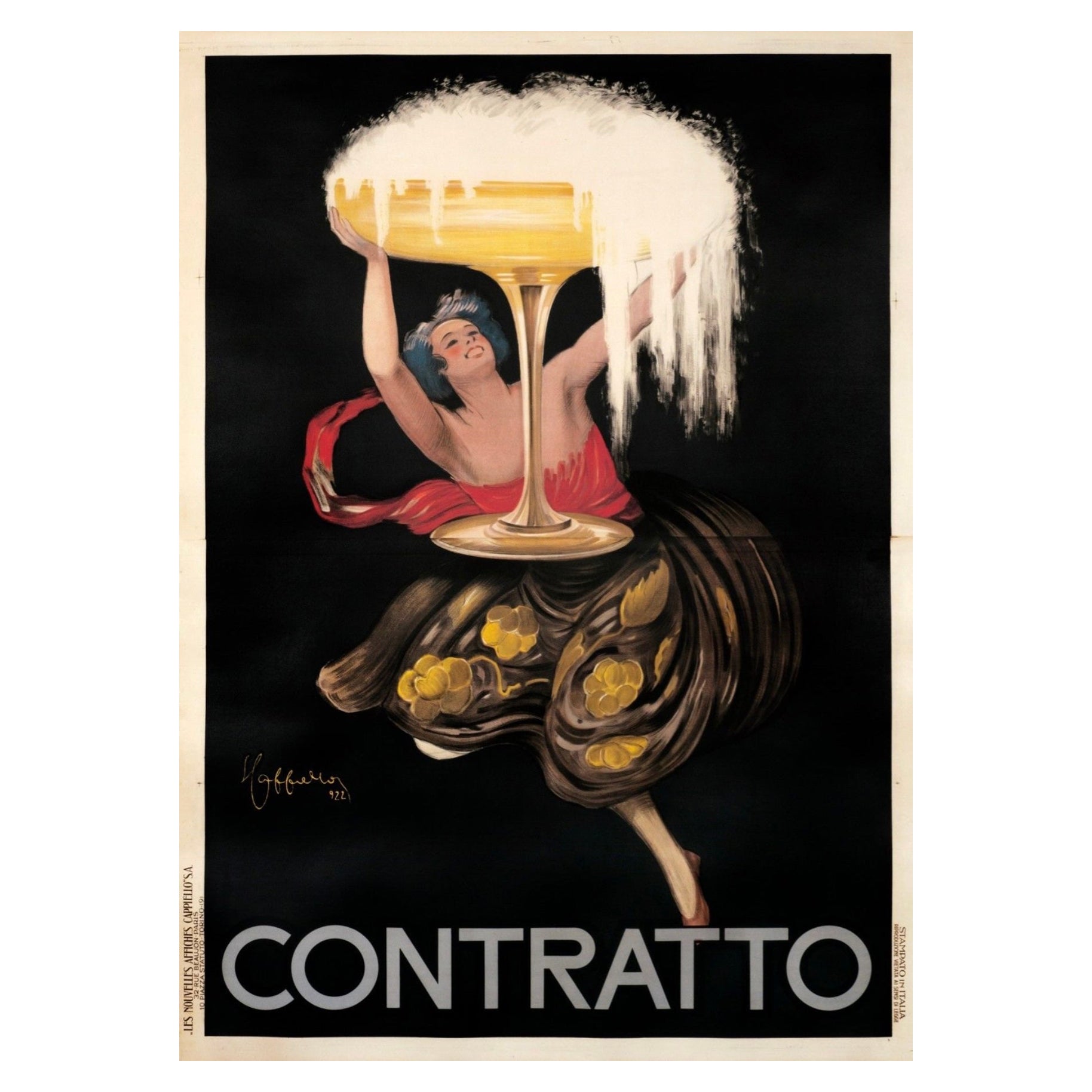 Original Vintage Poster CONTRATTO CAPPIELLO, 1930 Large
