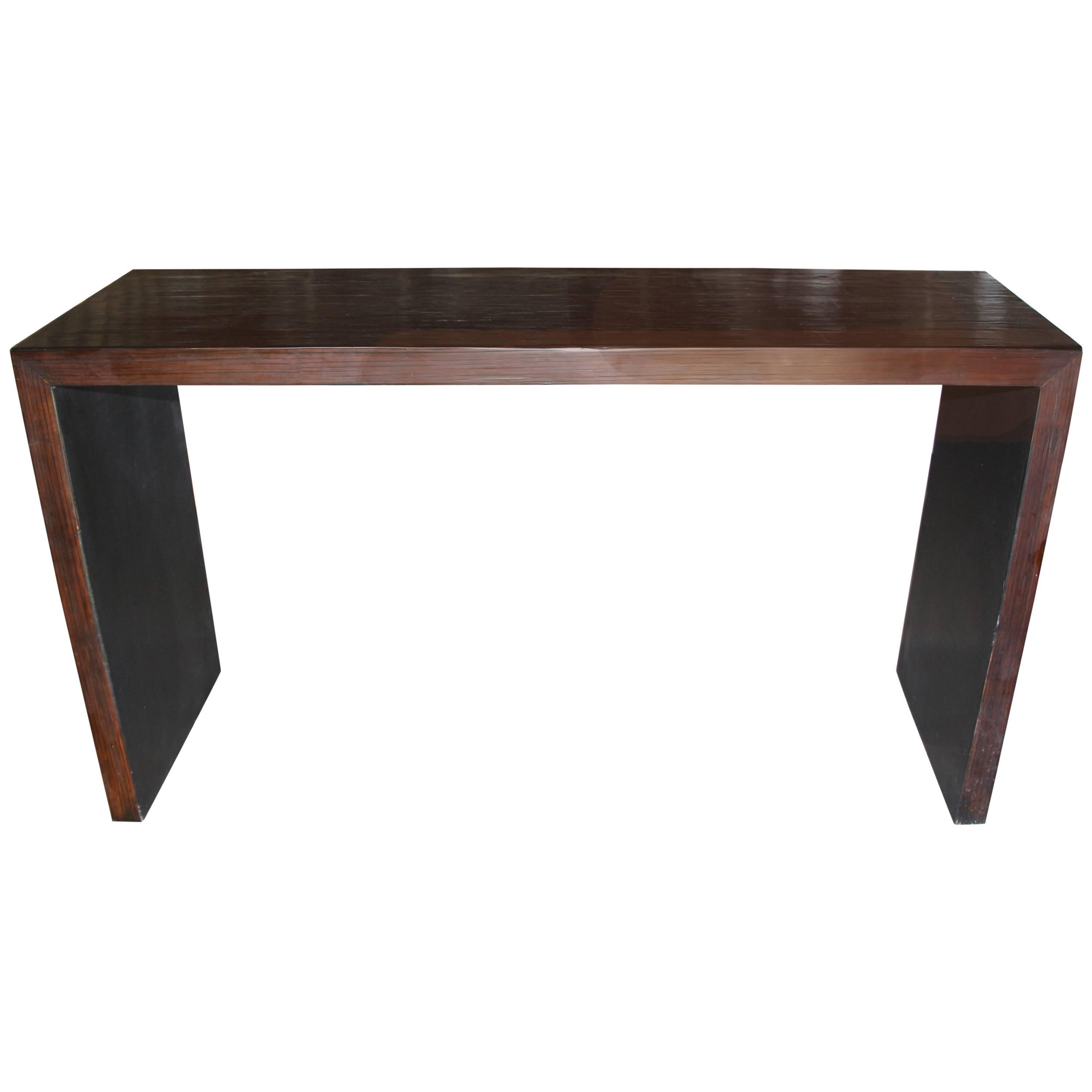 Beautifully Grained Brown Console probably bamboo veneered