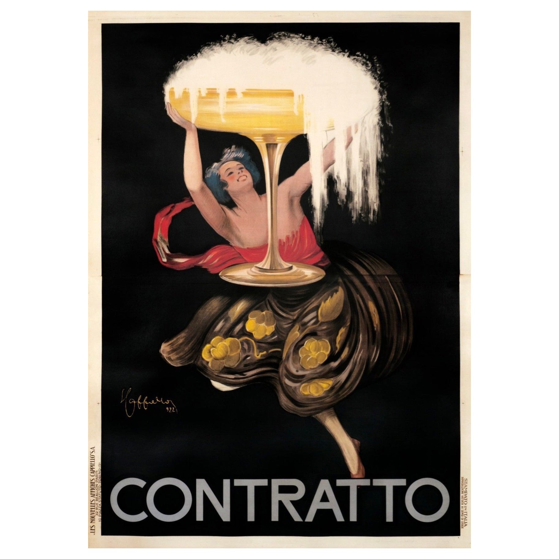 Original Vintage Poster CONTRATTO CAPPIELLO, 1930 Large