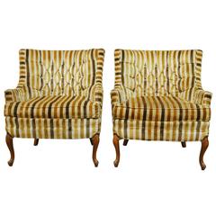 Pair of Velvet Tufted Club Chairs by Silver-Craft Furniture