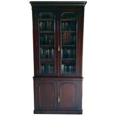 Antique Bookcase Display Cabinet Mahogany Two-Door Victorian Early 19th Century
