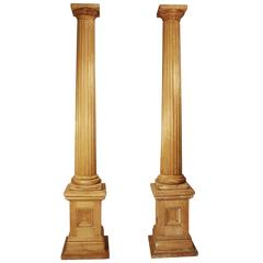 Pair of Large Pine Columns, 19th Century