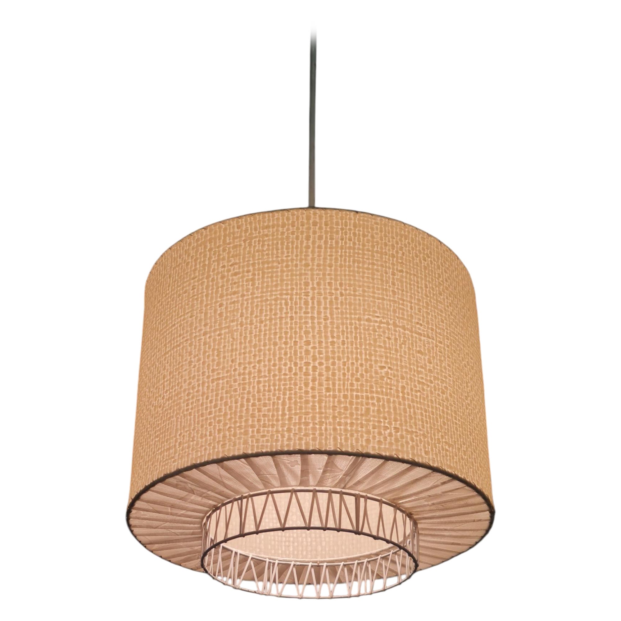 Finnish Mid-Century Modern Ceiling Pendant in Metal, Plastic, and Paper, 1950s For Sale