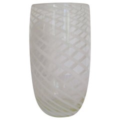 White and Clear Art Glass Vase 