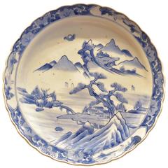Antique Japanese Blue and White Charger, circa 1860