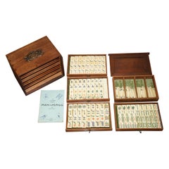 EXQUISITE ANTIQUE COMPLETE FOUR PERSON MAHJONG SUITE CIRCA 1900's CHINESE EXPORT