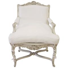 19th Century Painted Louis XV Open Armchair