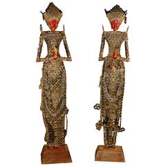 Antique Pair of Early 20th Century Balinese Coin Dolls