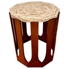 Mesa auxiliar / auxiliar de mosaico de travertino de Harvey Probber, c. 1950