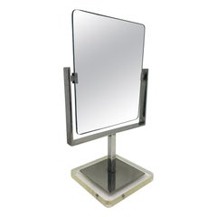 Charles Hollis Jones Vanity Mirror in Brushed Brass and Lucite