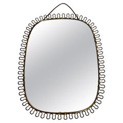 Italian Brass Framed Wall Mirror, 1960s, Italy