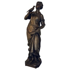 Classical Maiden with a Dove, inscribed on the base, C Fischer F