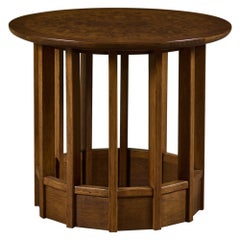 Burl & Walnut Round Side Table for Drexel