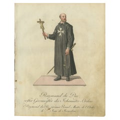 Raymond du Puy: 1791 Engraving of the First Grand Master of Hospitallers