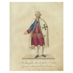 Grand Master of the Teutonic Order: 1791 Colored Engraving in Ceremonial Robes