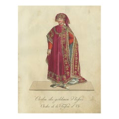Knight of the Golden Fleece: 1791 Hand-Colored Engraving in Ceremonial Robes