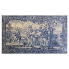 Portugiesische „ Azulejos“-Tafel „Romantische Szene“ aus dem 18. Jahrhundert