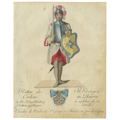 Caballero de la Orden de San Jorge de Baviera: Grabado coloreado a mano de 1791