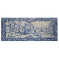 Pannello portoghese "Azulejos" del XVIII secolo, "Scena di fianco".