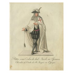 Knight of the Order of St. James in Spain - Historical Costume Engraving, 1791
