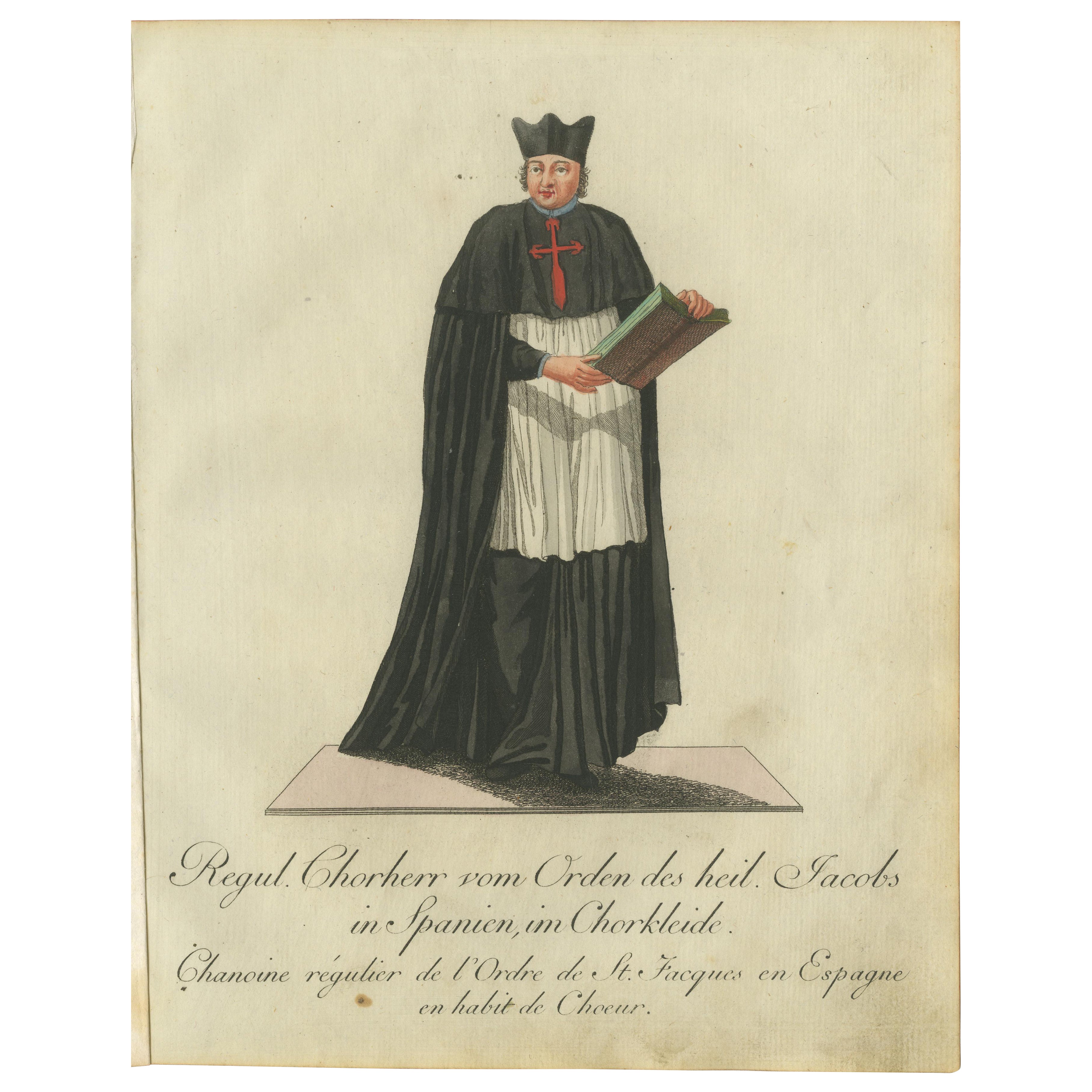 Regular Canon of the Order of St. James of Spain in Choir Attire, 1791 Engraving