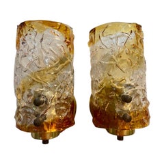 Wandleuchten von Mazzega Bicolore Glas Murano Paar, Italien, 1970