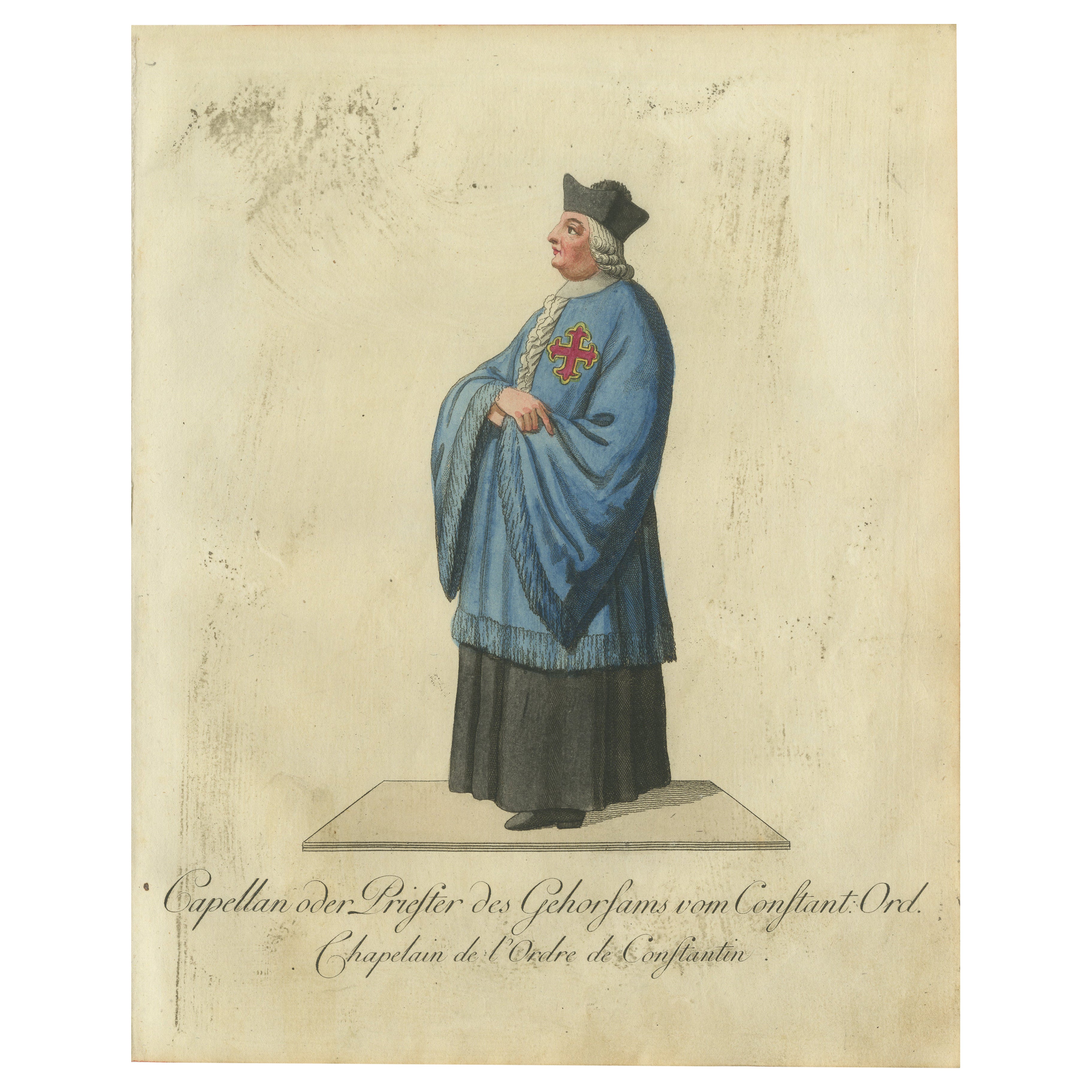 Chaplain of the Constantinian Order: A Rare Hand-Coloured 18th-Century Engraving