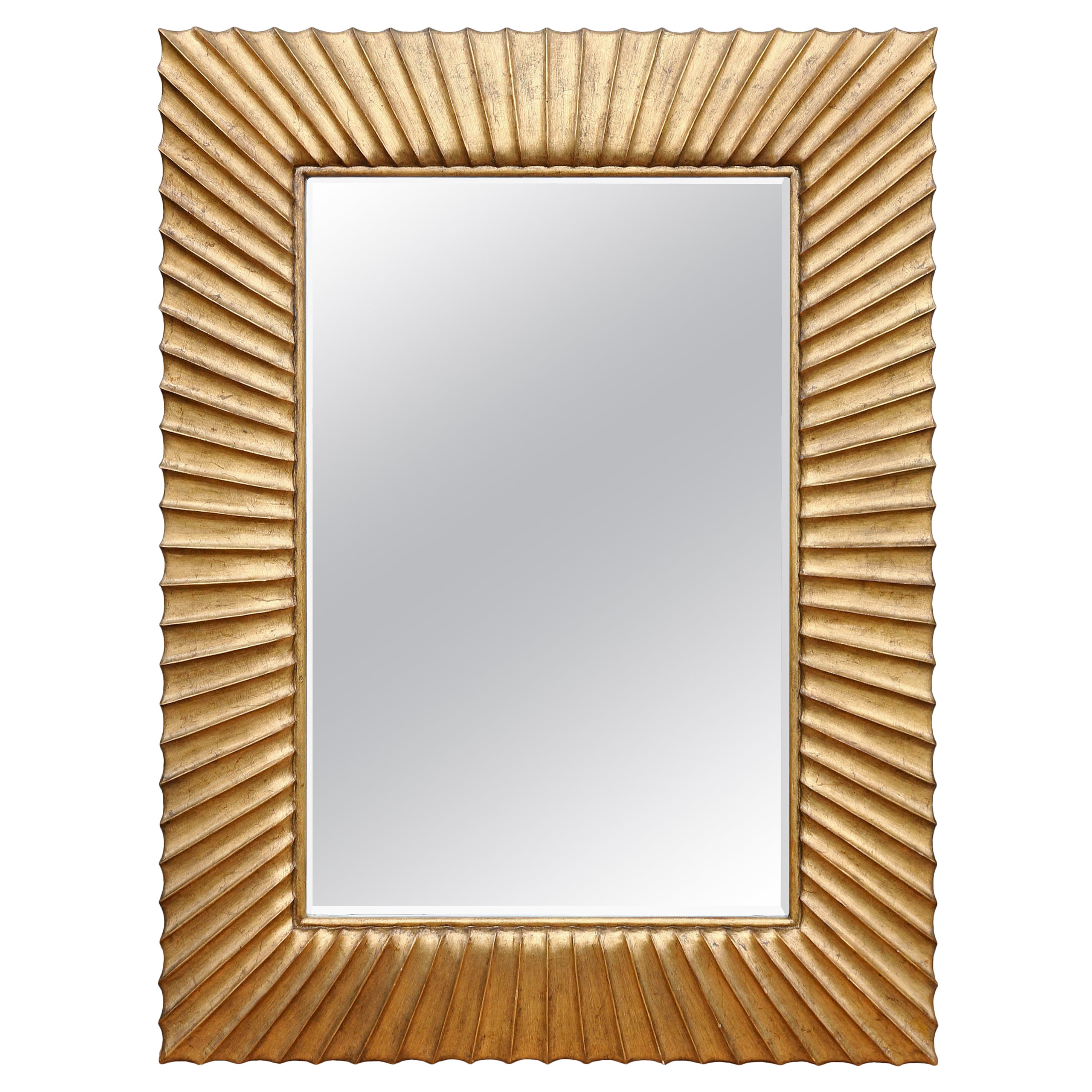 Modern Sunburst Carved Giltwood Mirror For Sale