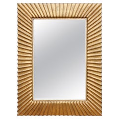 Modern Sunburst Carved Giltwood Mirror