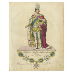 Caballero de la Orden del Águila Blanca en Polonia: Grabado regio coloreado a mano, 1791