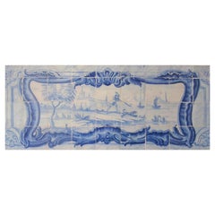 Panel portugués " Azulejos " del siglo XVIII "Escena de campo"
