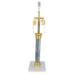 Mid-Century Modern Brass Square Gilt and Lucite Table Lamp