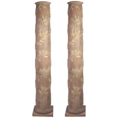 Pair of Gilded and Painted Neo-Classical Decorative Columns