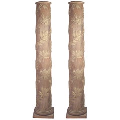 Pair of Gilded and Painted Neo-Classical Decorative Columns