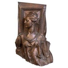 Antique Repoussé Copper Architectural Fragment - Goddess of Harvest, Demeter