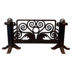 Logs Basket or Andirons made of Wrought and Hammered Iron and Chrome