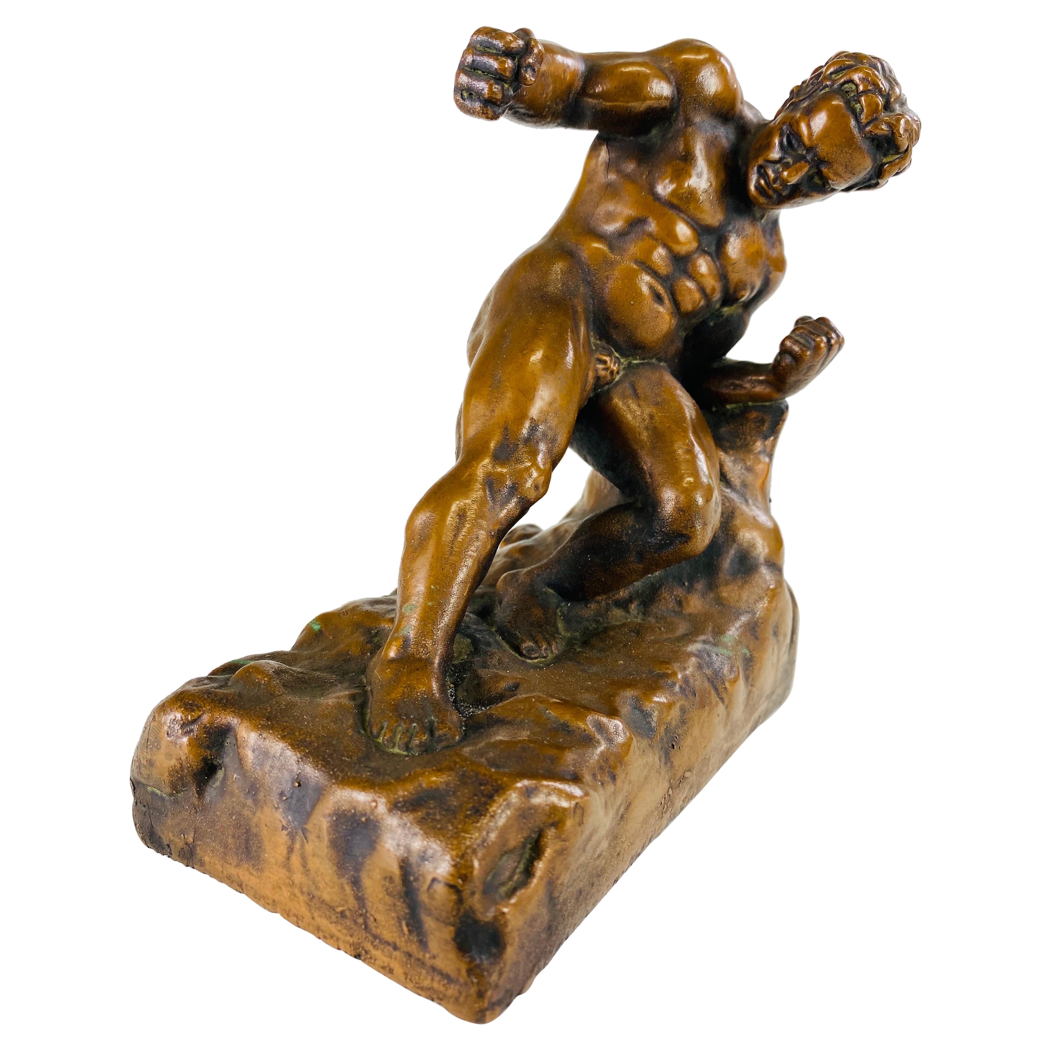 Early 20th century bronze male nude figurative sculpture