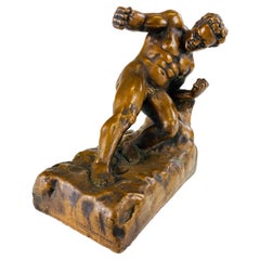 Early 20th century bronze male nude figurative sculpture