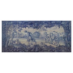 Portugiesische „ Azulejos“-Tafel „Landschaftssssssszene“ aus dem 18. Jahrhundert