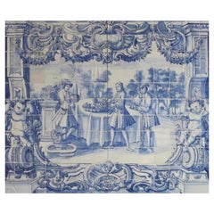 Panel portugués " Azulejos " del siglo XVIII "Escena de campo"