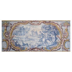Panel portugués " Azulejos " del siglo XVIII "Escena de campo"
