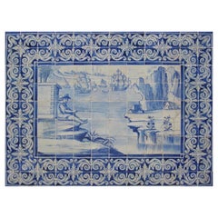 Portugiesische „ Azulejos“-Tafel „Landschaftssssssszene“ aus dem 18. Jahrhundert