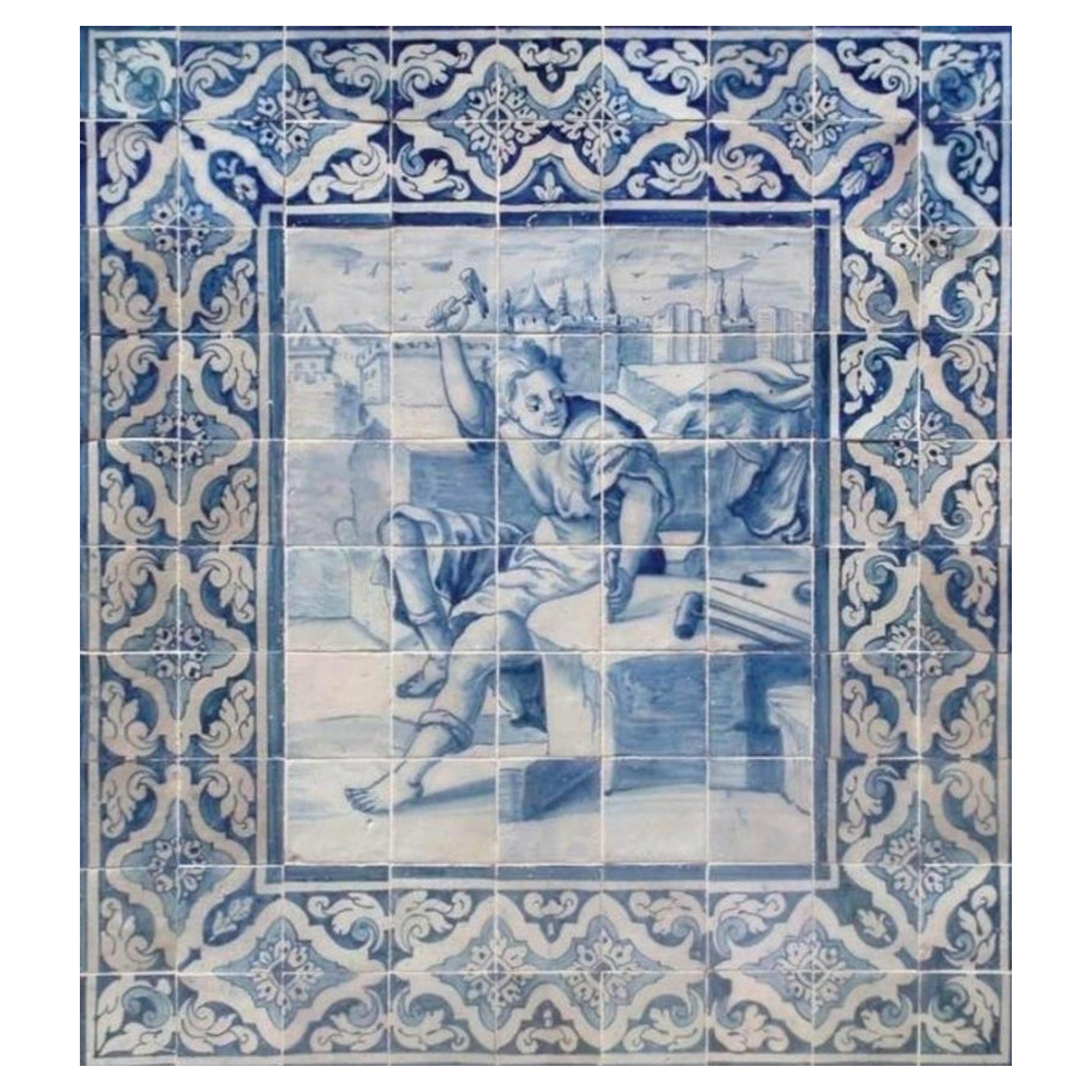 Pannello "Azulejos" portoghese del 18° secolo "Scultura