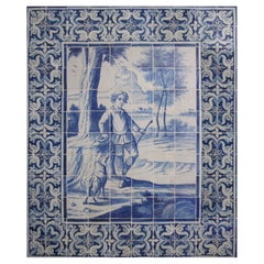 18th Century Portuguese " Azulejos " Panel "The Boy and the Dog"