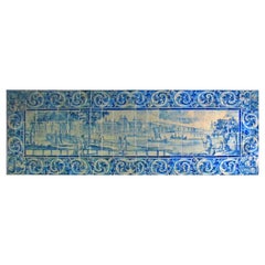 Panneau portugais "Azulejos" du 18e siècle "Scène de campagne".