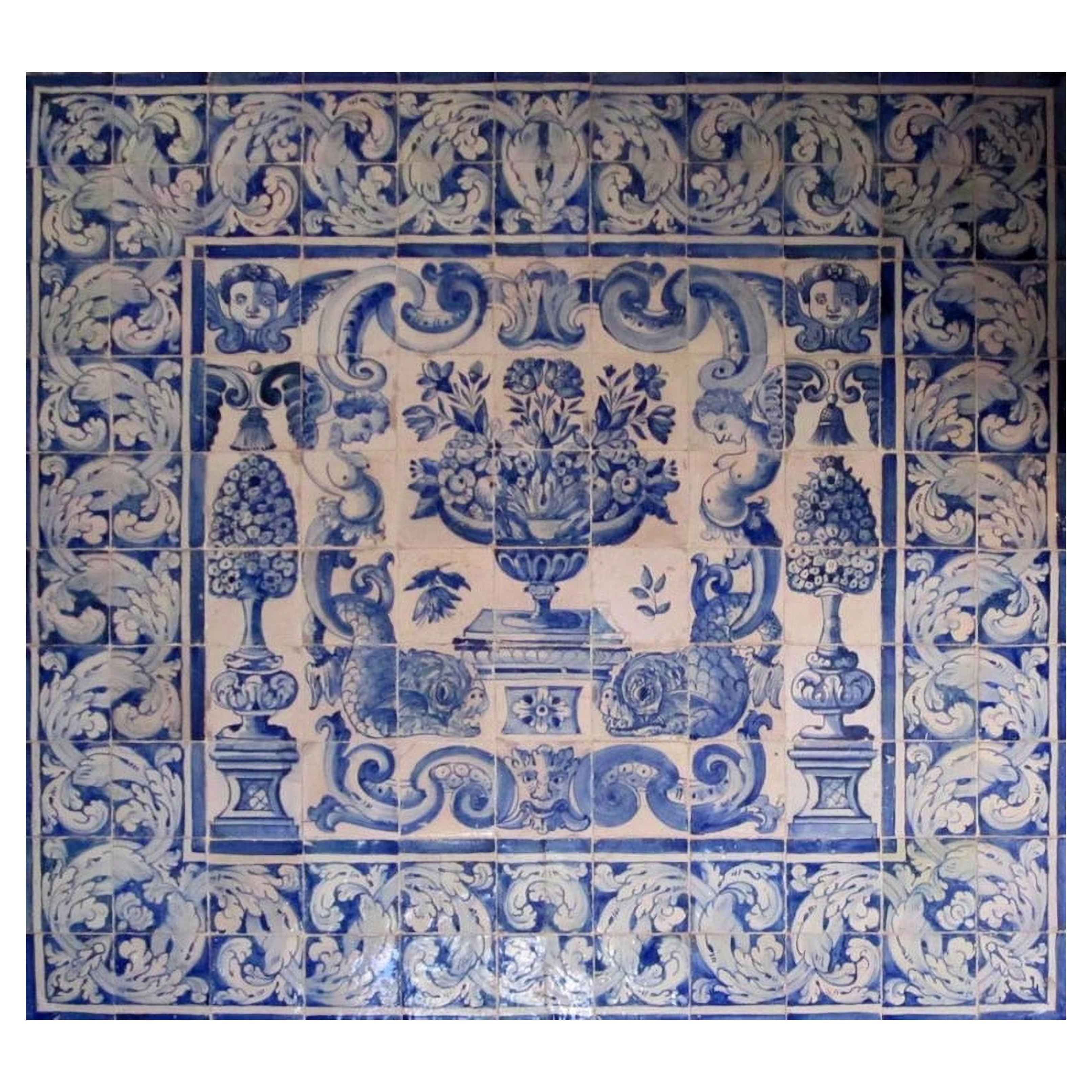 17th Century Portuguese " Azulejos " Panel " Vase "